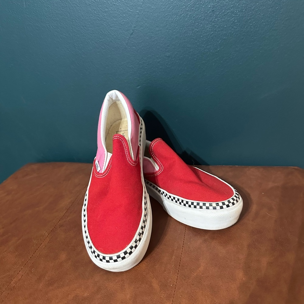 Vans pink and red size 8